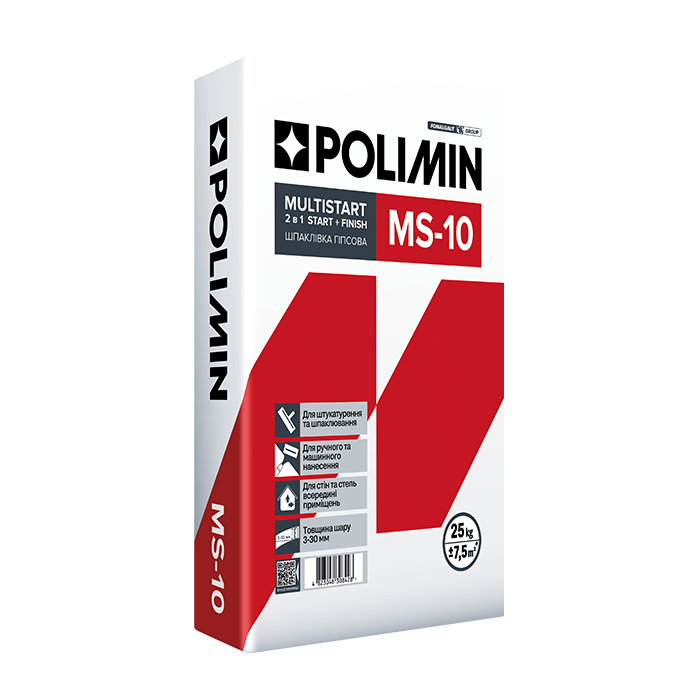Штукатурка стартовая гипсовая MS-10 Polimin (Полимин) 3-30 мм 25 кг