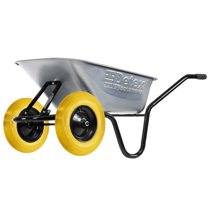 Тачка будівельна 2-колісна D-12, 200 кг Детекс колесо поліуретанове жовте, рама чорна