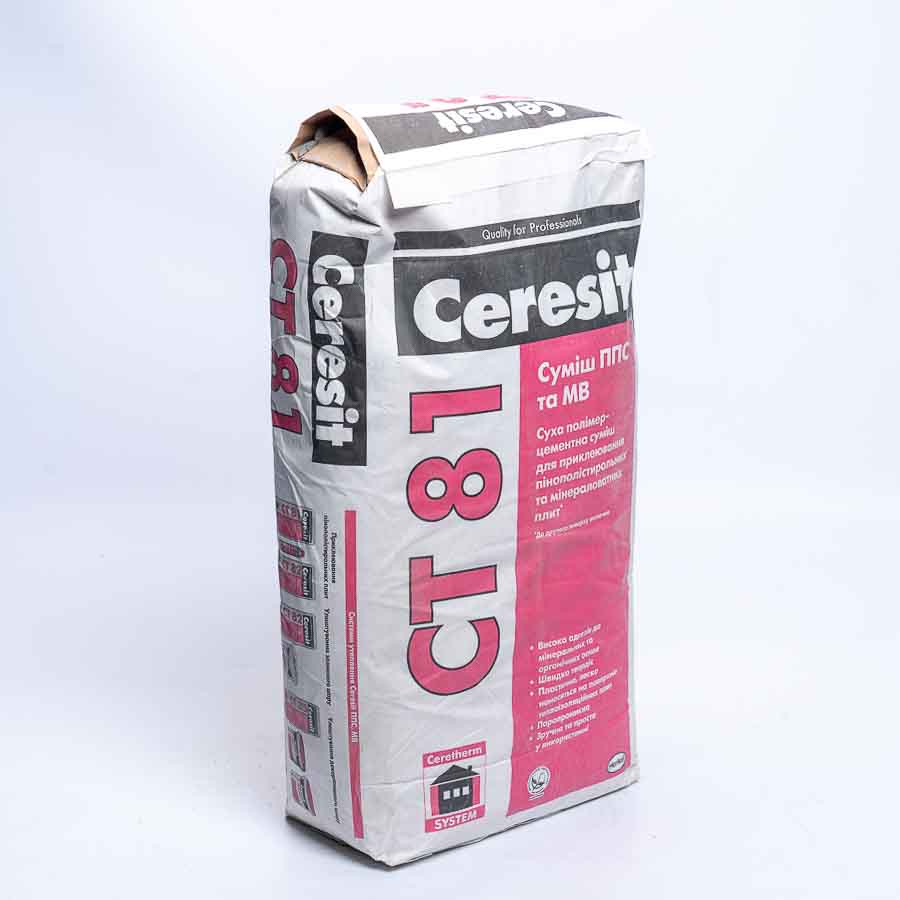Клей для пінопласту та мінеральної вати СТ-81 Ceresit 25 кг