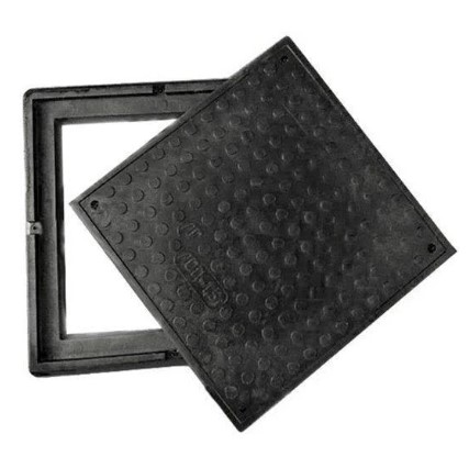 Люк КВАДРАТНИЙ полімерпіщаний 400*450 чорний (1,5т) 