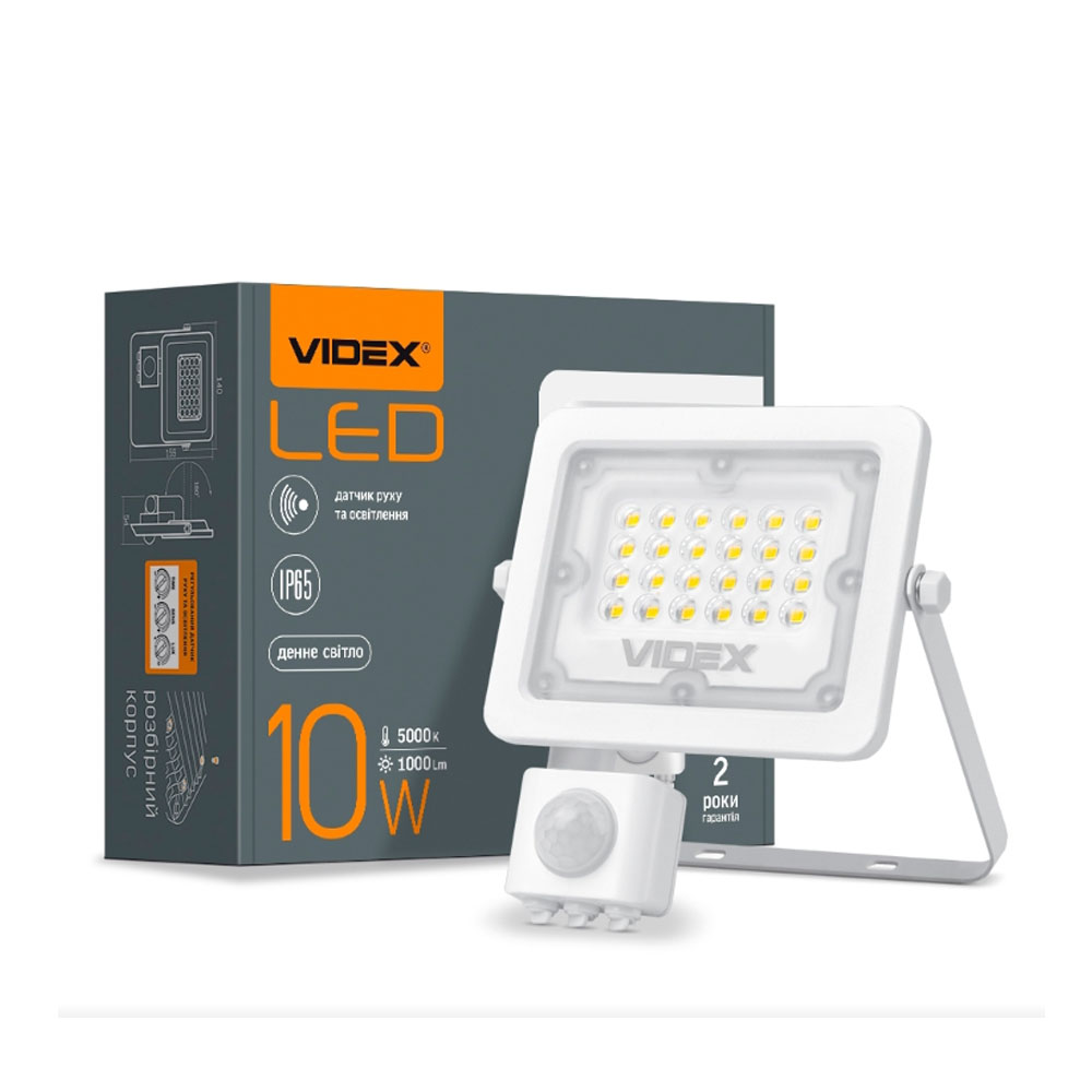 Прожектор LED F2e 20W 5000K с датчиком движения и освещения VIDEX 26264