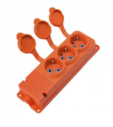 Розетка КАУЧУК тройная  монофазная 1*16А  оранжевая