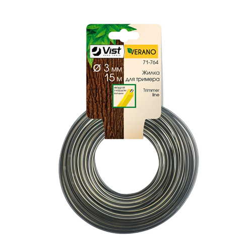 Леска для триммера, квадрат с кордом, 15м, 3мм VERANO 71-764
