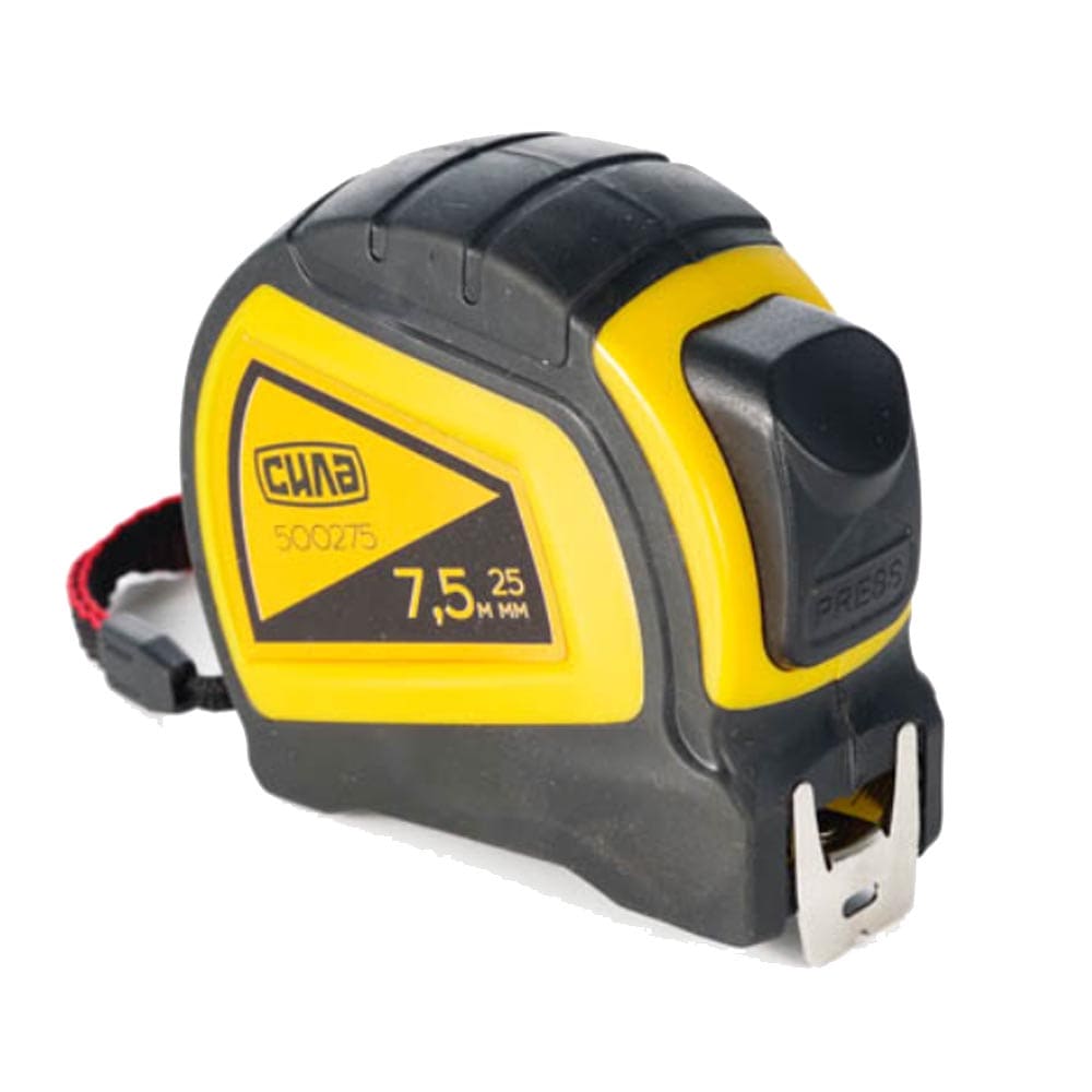 Рулетка обрезиненная с автостопом Сила двойной зацеп 7,5 м х 25 мм 500275