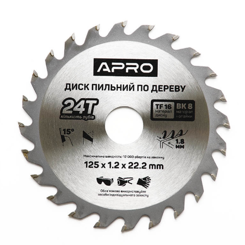 Пиляльний диск по дереву 125х22.2 мм 24Т APRO 830101